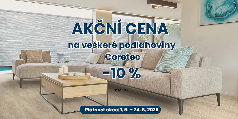 Akce na podlahy Coretec: 10 % sleva do 24. 6. 2026