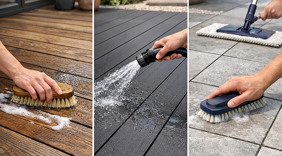 Jak správně pečovat o venkovní terasovou podlahu (dřevo, WPC i dlažbu)