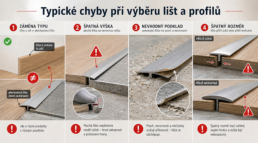 Nejčastější chyby při výběru lišt a profilů