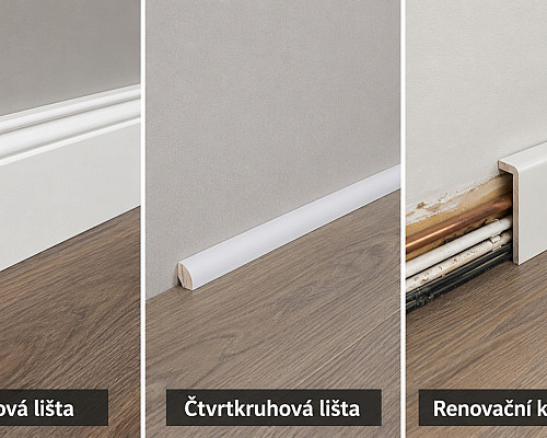 Renovační krycí lišta, čtvrtkruhová lišta a soklová lišta: jaký je mezi nimi rozdíl