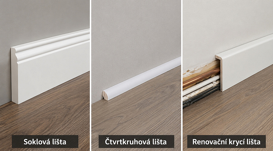 Renovační krycí lišta, čtvrtkruhová lišta a soklová lišta: jaký je mezi nimi rozdíl