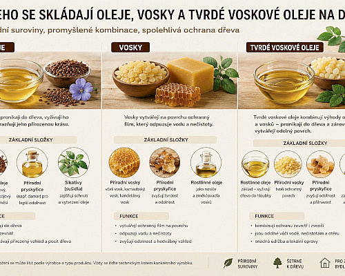 Z čeho se skládají oleje, vosky a tvrdé voskové oleje na dřevo