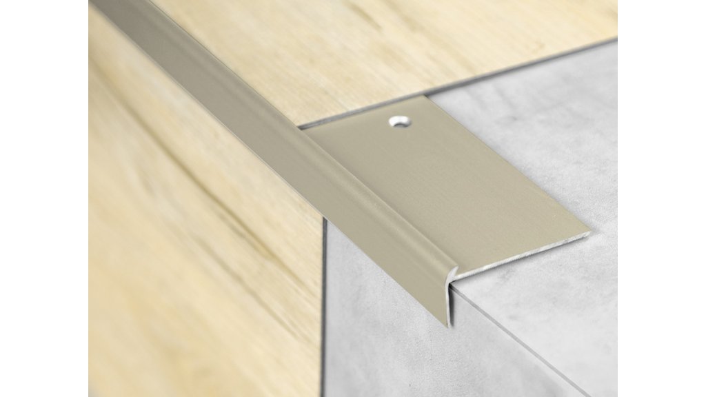 Schodová lišta pro vinyl a pvc do 2 mm, Profilteam 44*17,5*2700 Šampaň E02