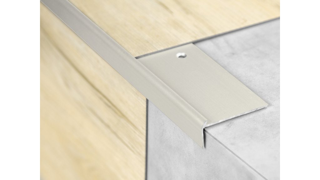 Schodová lišta pro vinyl a pvc do 2 mm, Profilteam 44*17,5*2700 Inox E71