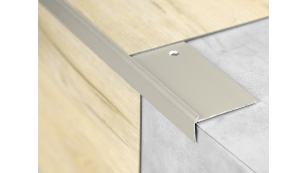 Schodová lišta pro vinyl do 2,5 mm, Küberit 859, 48*18,5*2500 imitace nerezi F2