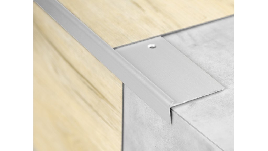 Schodová lišta pro vinyl a pvc do 3 mm, Profilteam 44*18,5*2700 Stříbrná E01