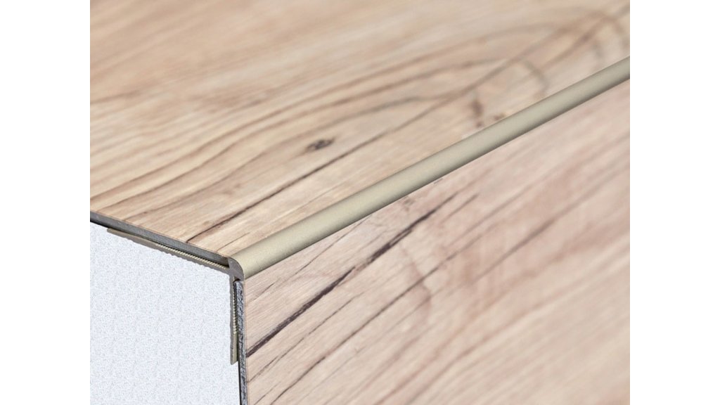 Schodová lišta vnější pro obložení schodů vinylem do 5 mm, Profilteam, 42*28*2700 Šampaň E02