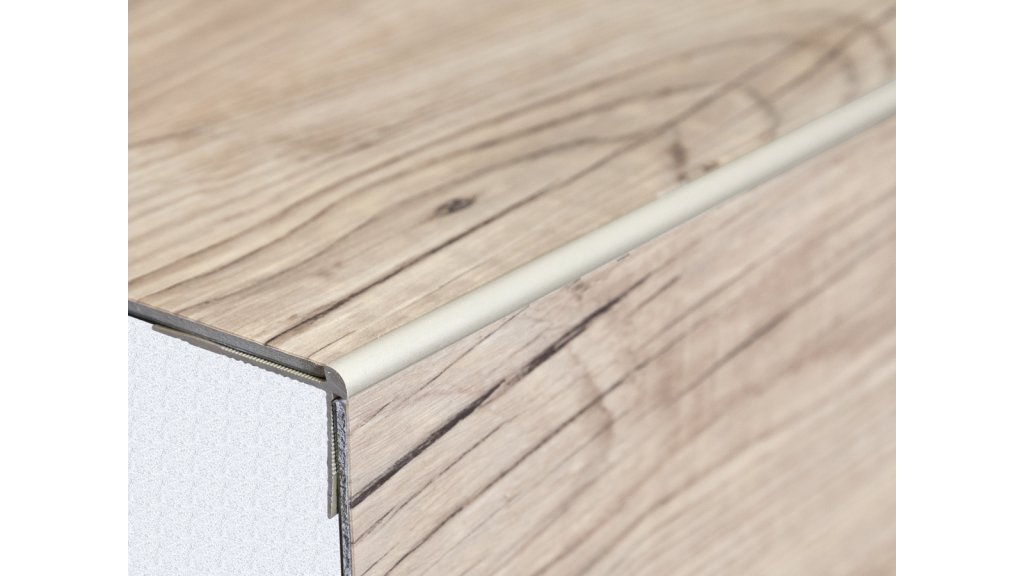 Schodová lišta vnější pro obložení schodů vinylem do 5 mm, Profilteam, 42*28*2700 Inox E71