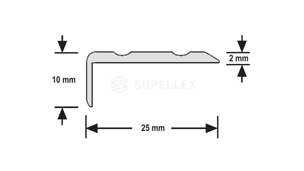 Profil a rozměry schodové lišty Profilteam 25x10
