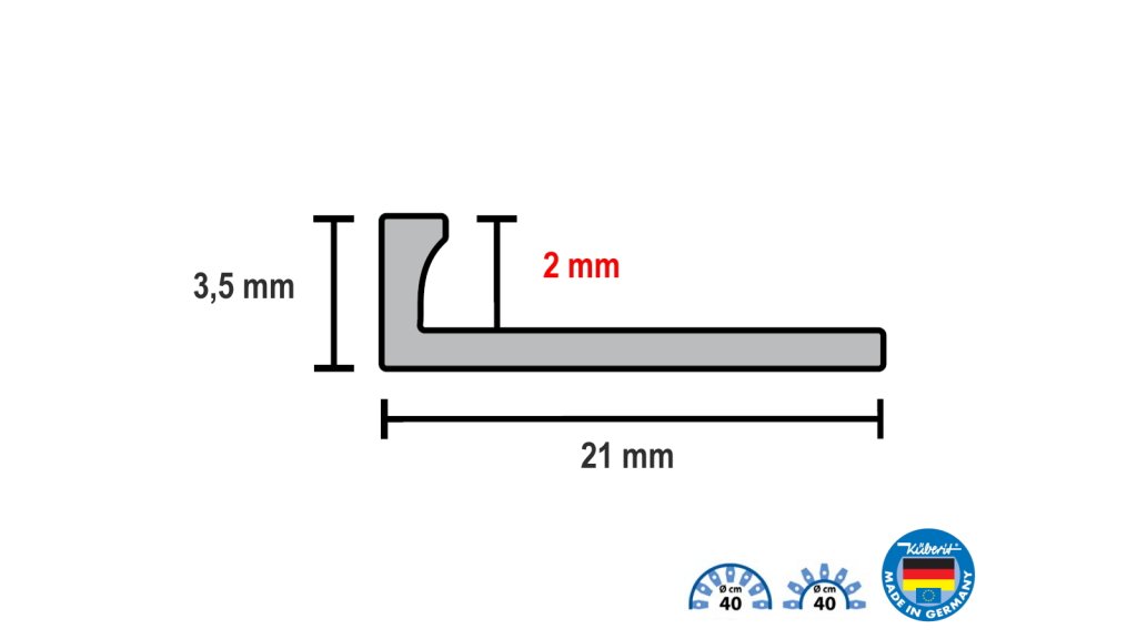 Profil a rozměry ukončovací lišty L Küberit 299 G