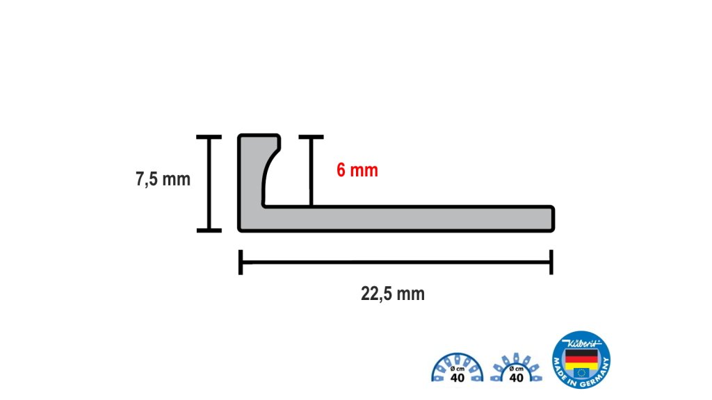 Profil a rozměry ukončovací lišty L Küberit 307 G
