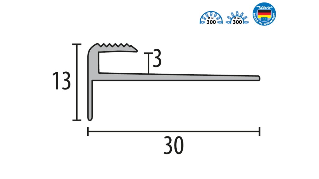 Profil a rozměry schodové lišty Küberit 809 EB