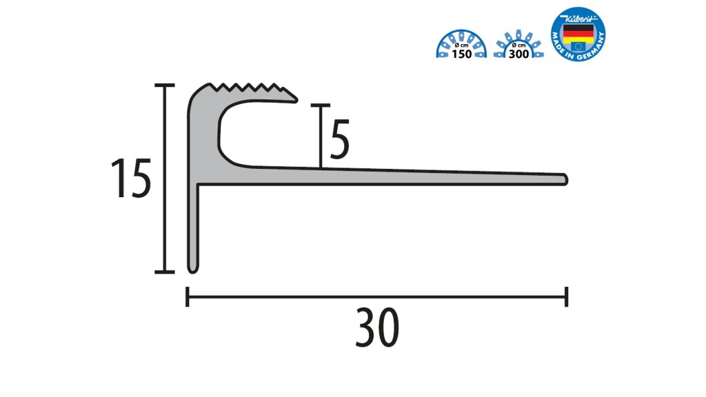 Profil a rozměry schodové lišty Küberit 807 EB