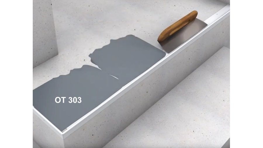 Pro vyrovnání schodu použijte renovační hmotu Chemos OT 303