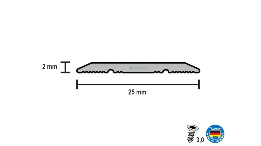 Profil a rozměry ploché přechodové lišty samolepící Küberit 442 SK