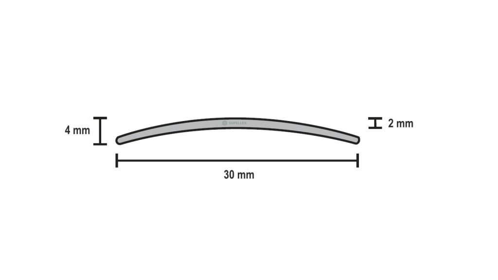 Profil a rozměry samolepící přechodové lišty Profilteam 30 mm
