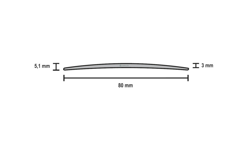 Profil a rozměry široké samolepící prahové lišty 80 mm