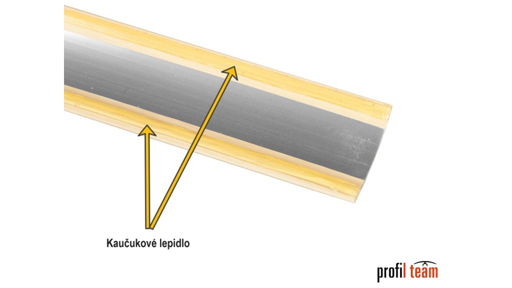 Pružné, kaučukové lepidlo na spodní straně samolepící přechodové - vyrovnávací lišty