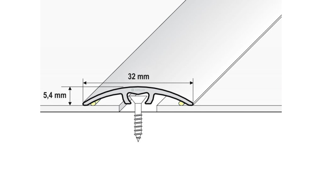 Profil a rozměry narážecí přechodové lišty