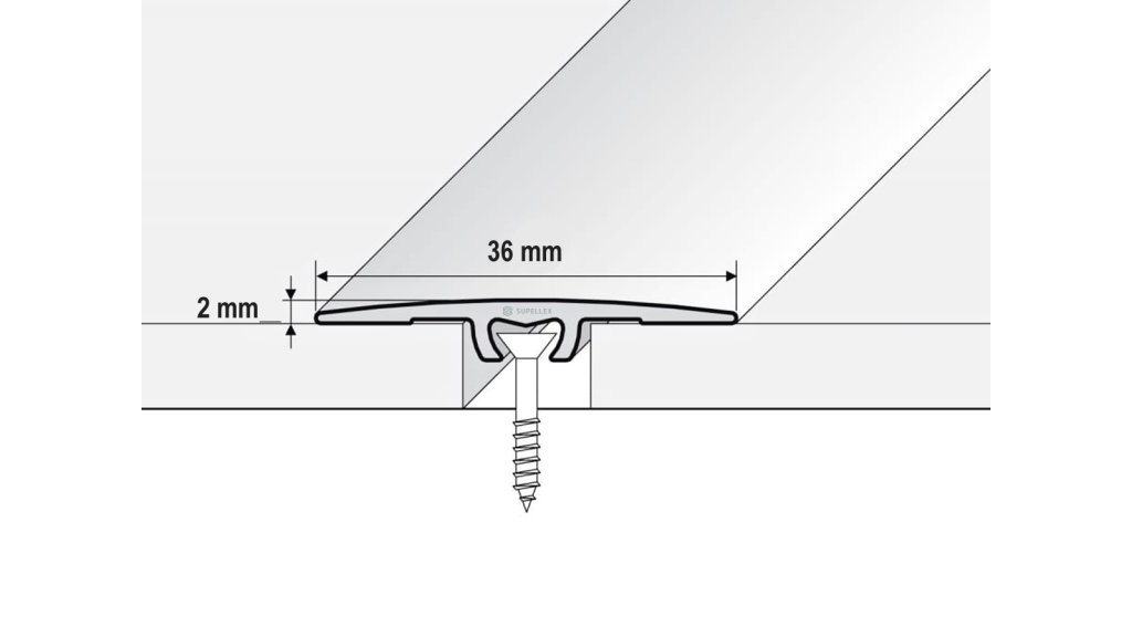 Profil a rozměry narážecí ploché přechodové lišty