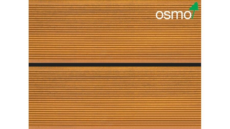 Osmo 013 Garapa olej na dřevěné terasy, aplikovaný na dřevinu Garapa ve 2 vrstvách