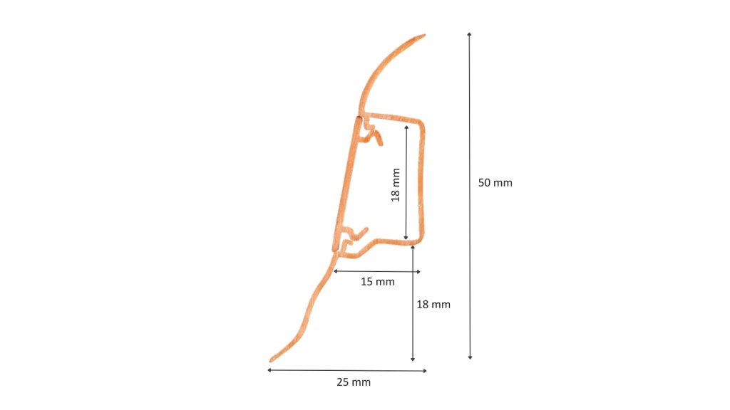 Profil a rozměry soklové lišty pro kabely Döllken SLK50