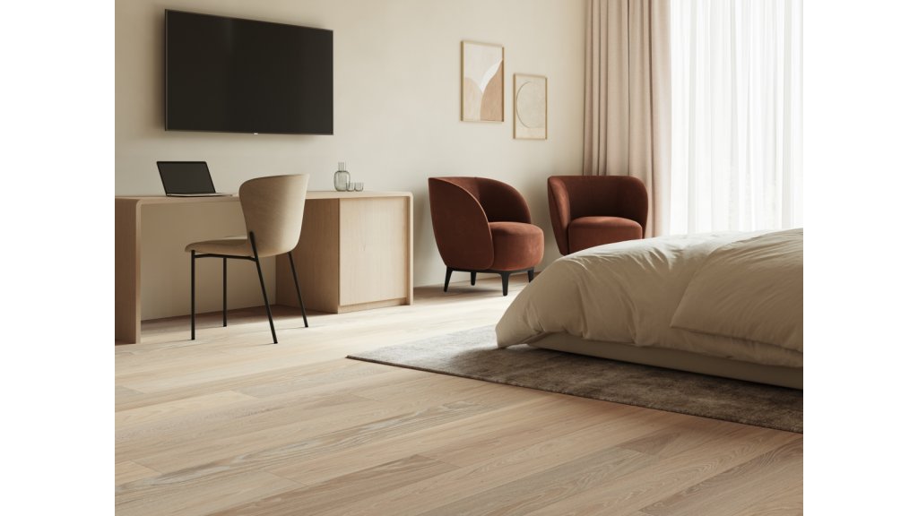 Třívrstvá dřevěná podlaha Esco Soft tone Original Extra white 14/3x245 mm