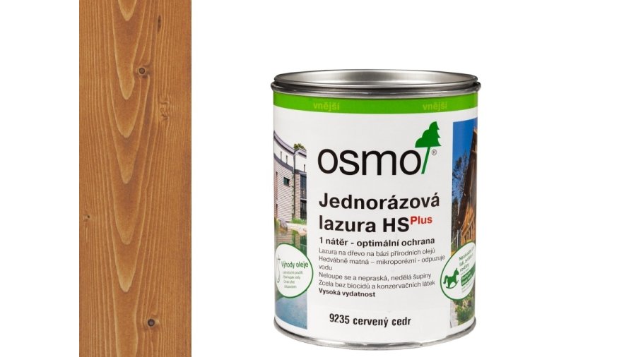 OSMO 9235 Červený cedr HS Plus jednorázová lazura 0,75l