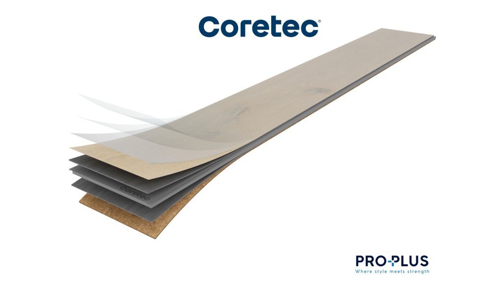 Skladba vinylové hybridní podlahy Click COREtec ProPlus