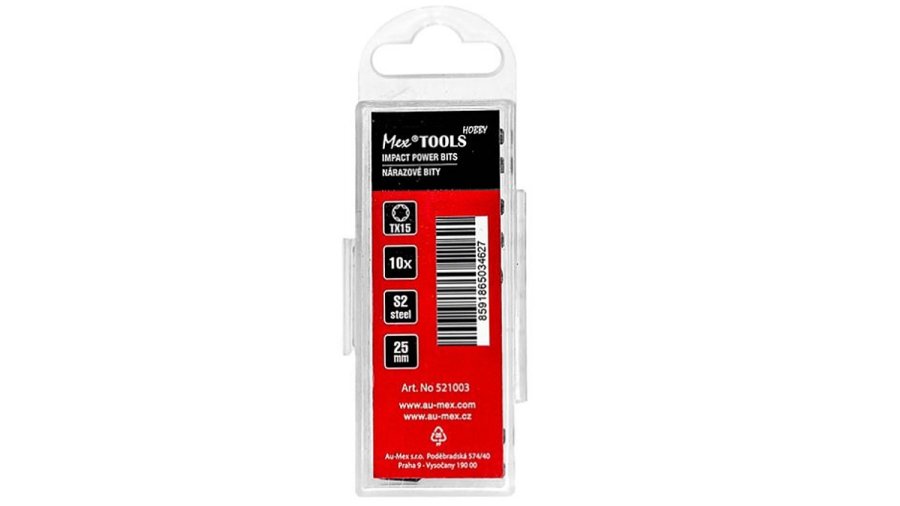 Impaktní nárazové bity 25 mm / TX15 – 10 ks – MEX-TOOLS Hobby