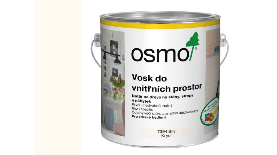 Osmo 7394 Vosk do vnitřních prostor – bílý krycí, 2,5 l