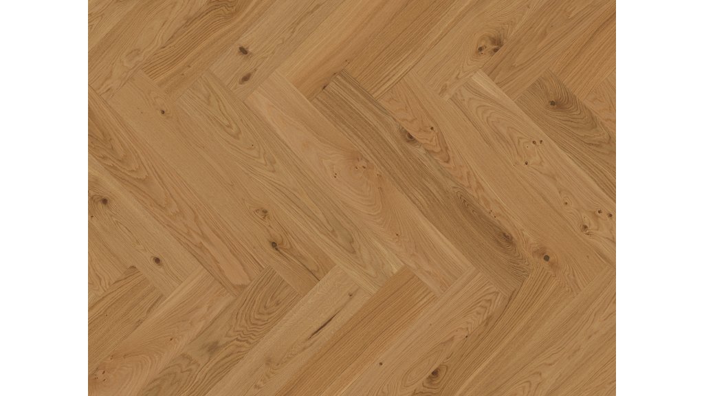 Dřevěná podlaha the family Dub Patrik 05 – rybí kost 137 × 790 mm, olej Live Natural