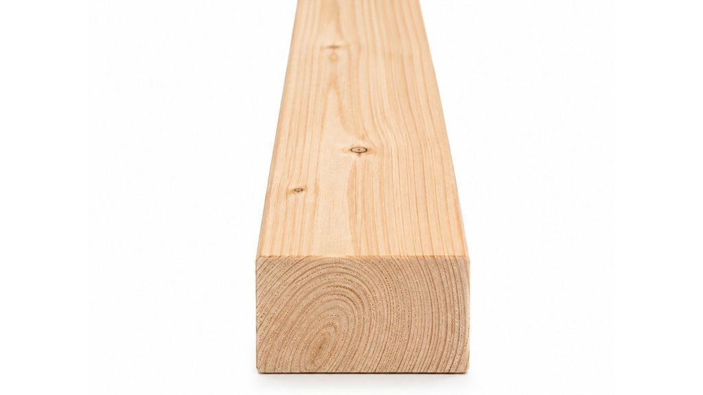 Modřín slezský – konstrukční hranol 45 × 70 mm, čelní pohled