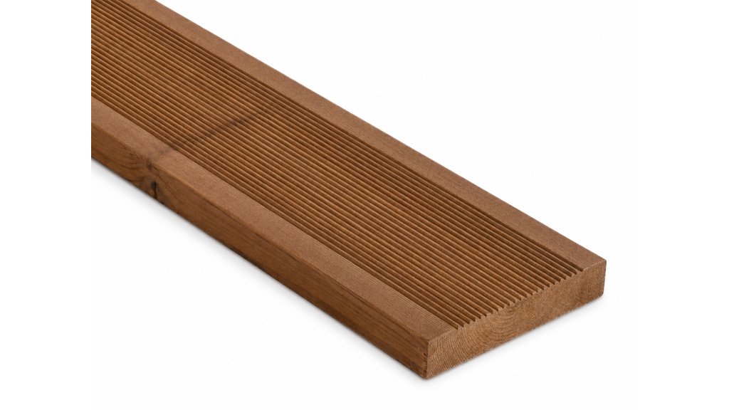 Terasové prkno Borovice Thermo jemná drážka 26 × 140