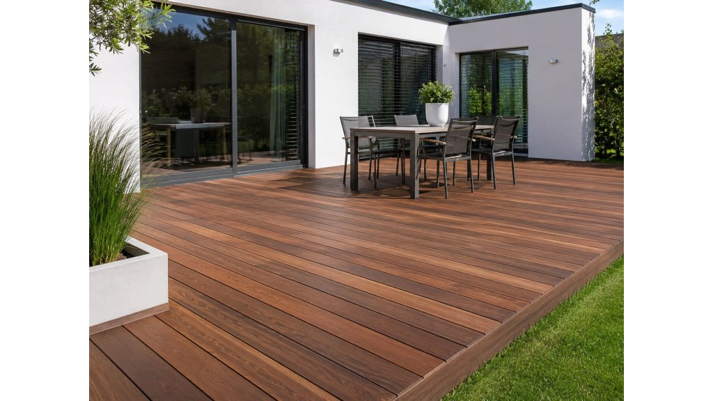 Terasa z prken IPE 21 × 145 mm – moderní realizace u domu
