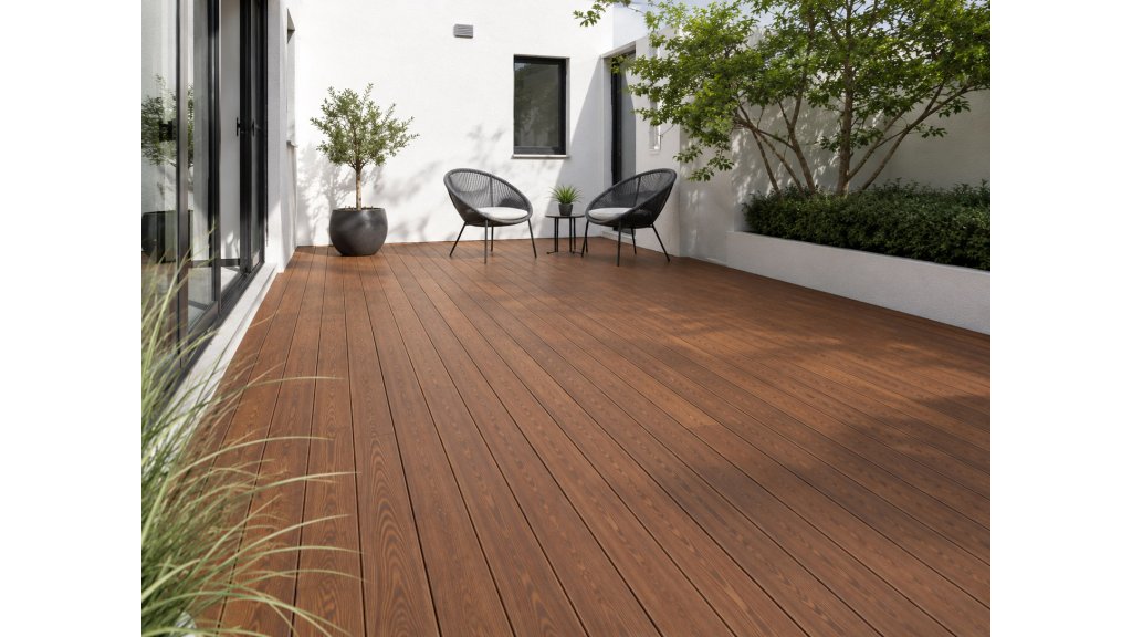 Terasové prkno Jasan Thermowood Clip 20 × 140 × 2400 mm – hladká strana