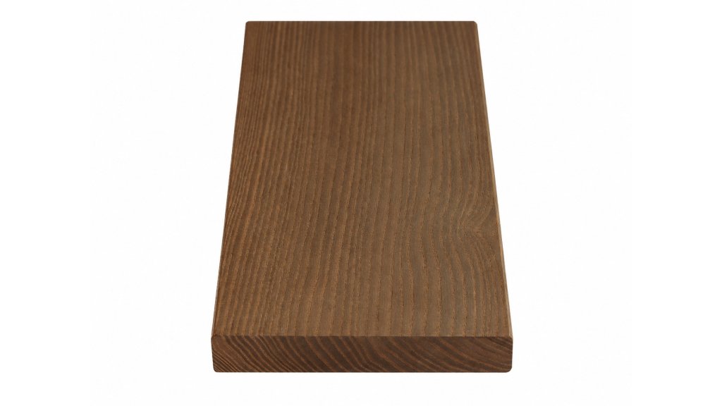 Čelní pohled na terasové prkno Jasan Thermowood v rozměru 20 × 140 mm s hladkým povrchem