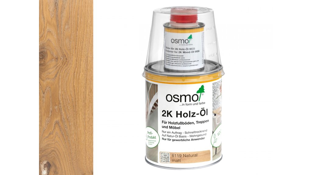 Osmo 6119 Natural 2K olej na dřevěné podlahy a nábytek – matný, 1 l