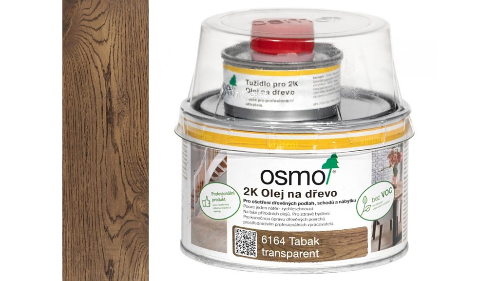 Osmo 6164 Tabák 2K olej na dřevěné podlahy a nábytek – matný, 0,375 l