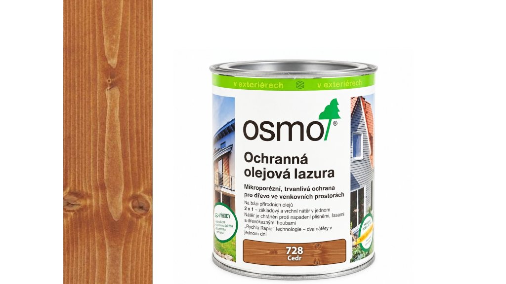 OSMO 728 Cedr olejová lazura polomat 0,75 l