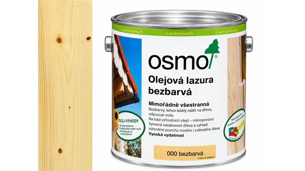 OSMO 000 Bezbarvá olejová glazura polomat 2,5 l