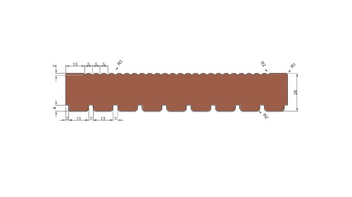 Profil a rozměry terasového prkna Merbau 25*145