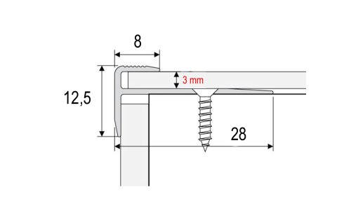 Schodová ukončovací lišta pro vinyl do 3 mm, Profilteam 28*12*2700 Zlatá E00