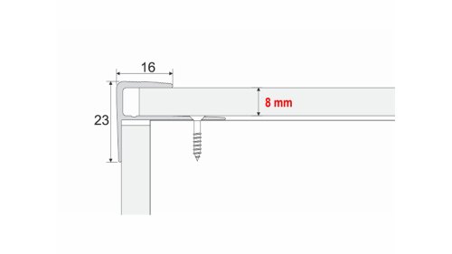 Profil a rozměry schodové hrany pro obložení schodů podlahou do 8 mm
