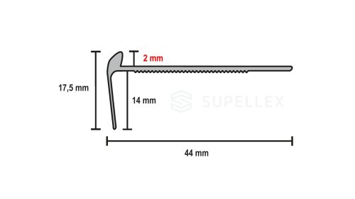 Profil a rozměry schodové lišty profilteam pro podlahy do 2 mm