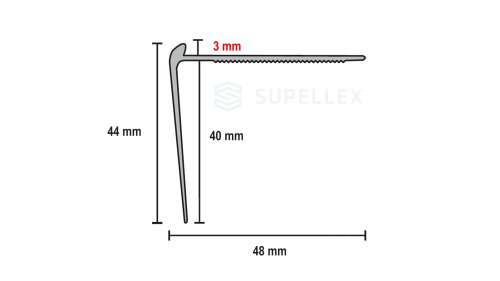 Schodová lišta pro vinyl do 3 mm, Küberit 862, 48*44*2500 Imitace nerezi F2
