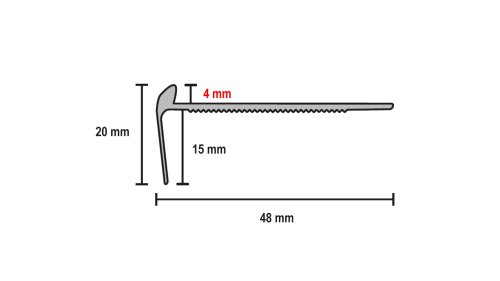Profil a rozměry schodové lišty Küberit 861 pro podlahy do 4 mm