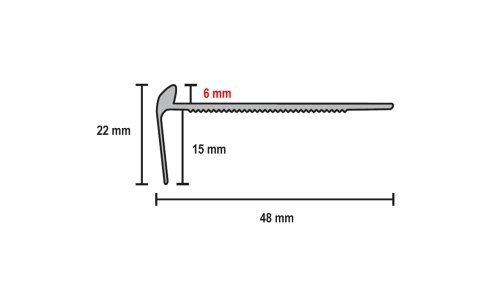 Profil a rozměry schodové lišty Küberit 864 pro podlahy do 6 mm