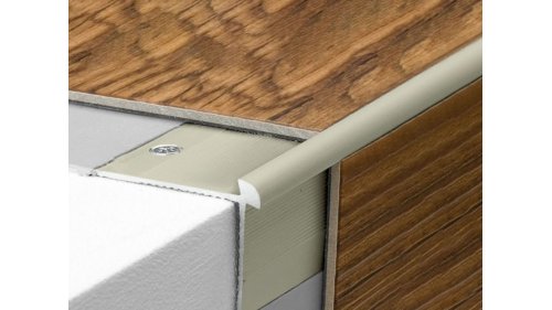 Schodová lišta vnější pro obložení schodů do 8 mm, Küberit 875, 43*33*2500 Imitace nerezi F2