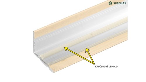 Pružné kaučukové lepidlo na vnitřní straně schodové lišty